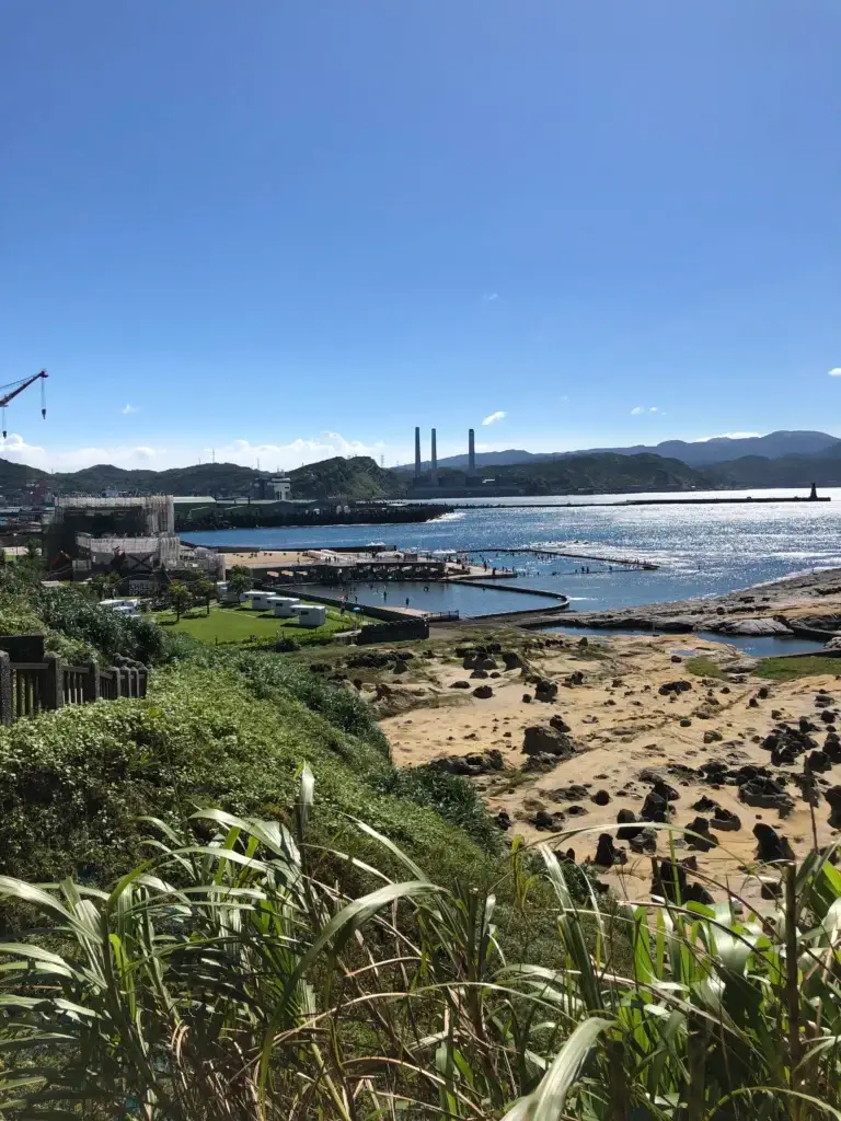 Natural rock pools and rocky coastline at Heping Island Geopark in Keelung, Taiwan.